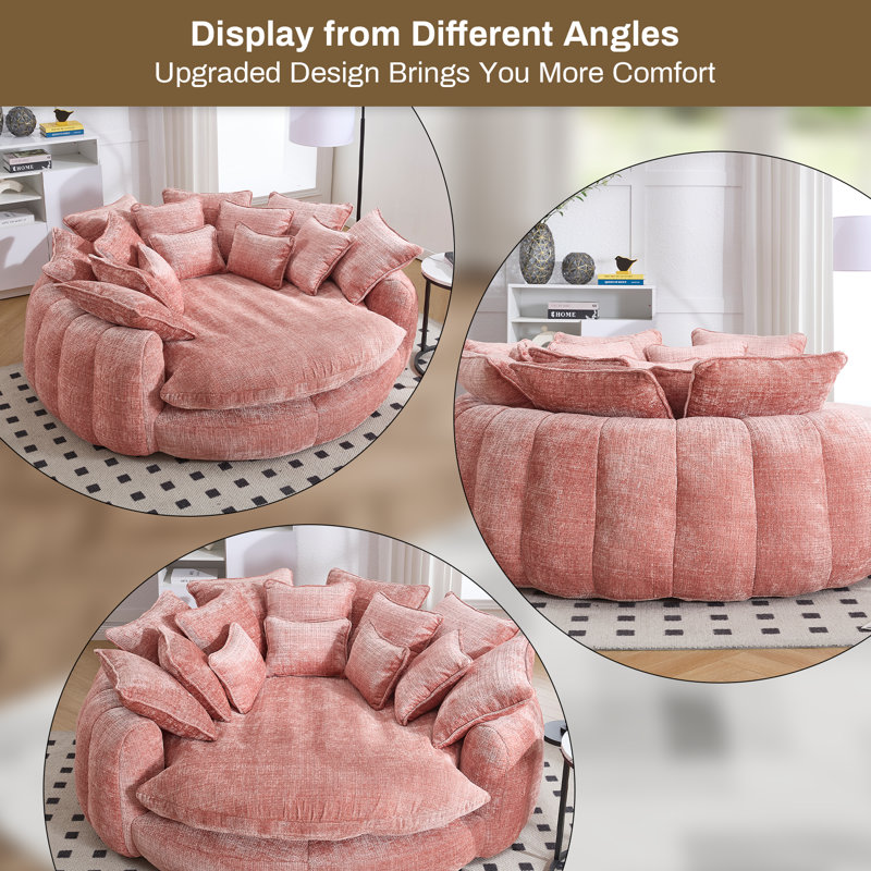 Oversized Round Bean Bag Sofa with Pillows - Large