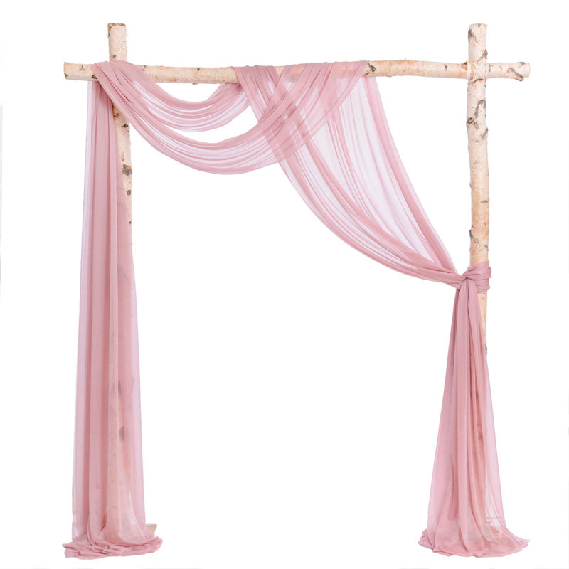 Sheer Voile Arch Drapes for Wedding Ceremony Backdrops (2-Piece Set) – Soft Flowing Panels for Event Décor, Dusty Pink