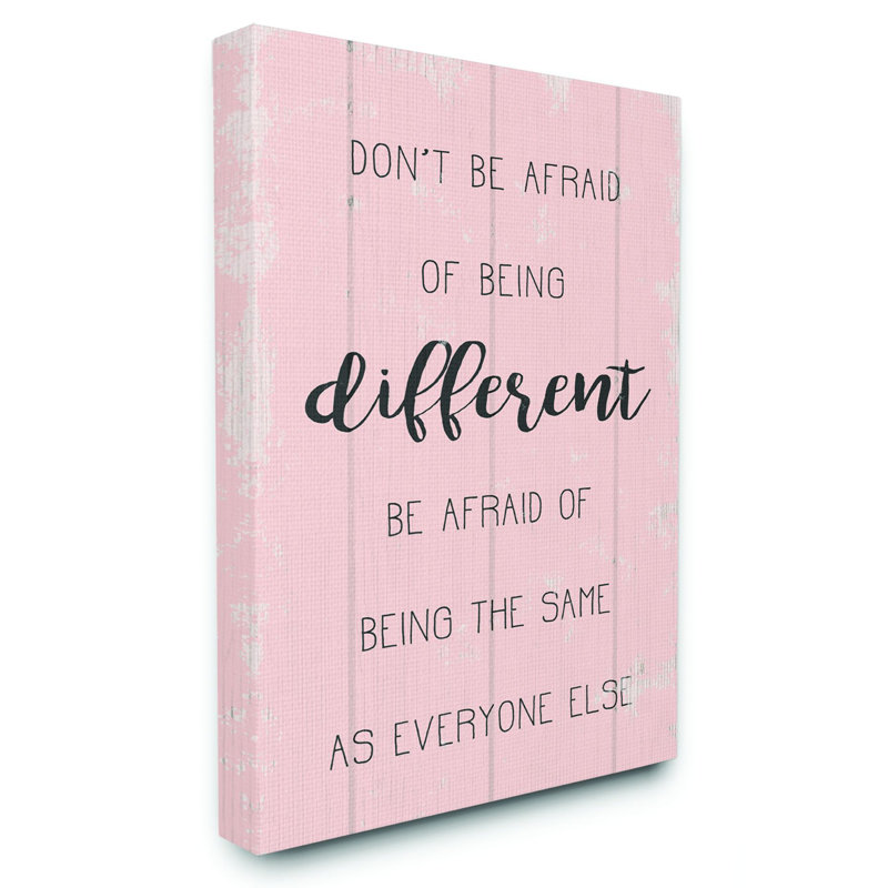 «Don't Be Afayez Pink Wood Texture Inspirational Word Design», art textuel, Toile tendue, H 48 po x l 36 po