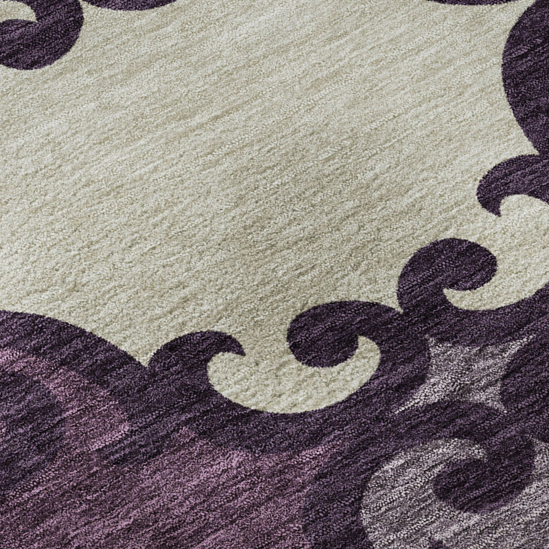 Tapis aubergine de qualité supérieure lavable à la machine Prisco, Rectangle 1 pi 8 po x 2 pi 6 po