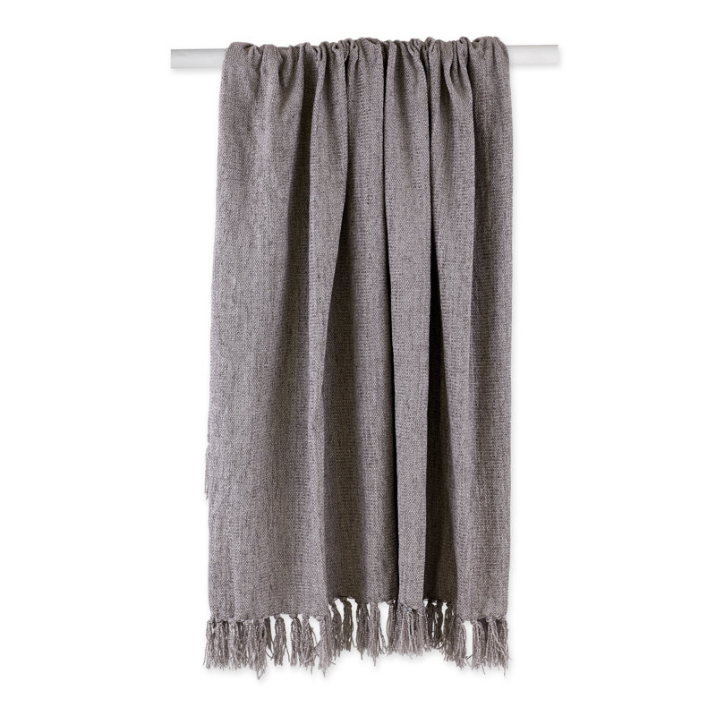 Jeté doux en chenille, Gris