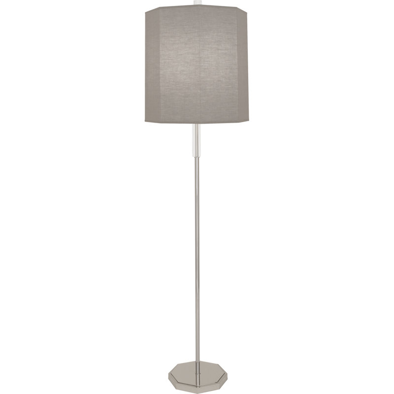 Lampe sur pied 66,25 "Kate, Gris perle, Nickel poli