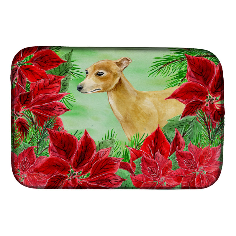 Tapis de séchage poinsettias lévrier italien