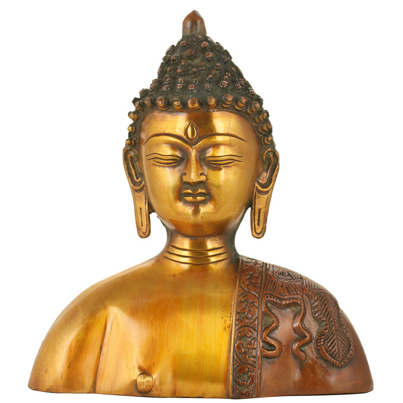 Buste de Bouddha, Brun / or