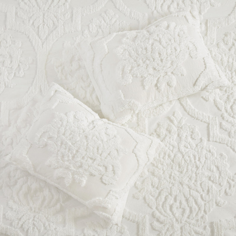 King/ King Bedroom Bedding - Cotton Chenille , , , Delightful Comforter 2 Matching Shams Included, Off White