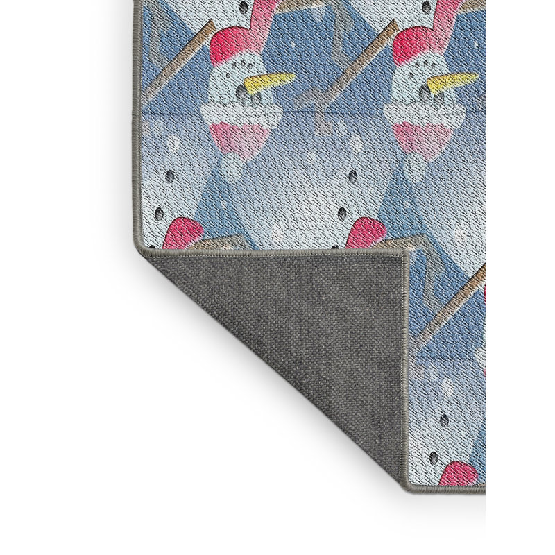 Tapis bleu/rouge à motifs, Rectangle 7 pi x 10 pi