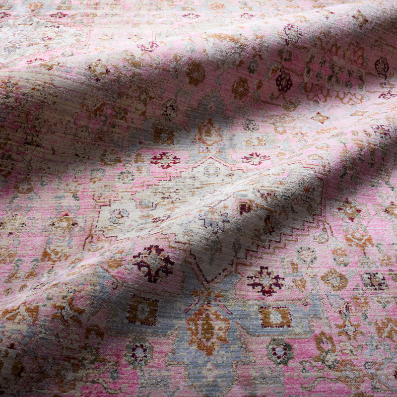 Finnuala Vintage Insipired Oriental Pink/Gray Indoor Rug, Rectangle 8' x 10'6"