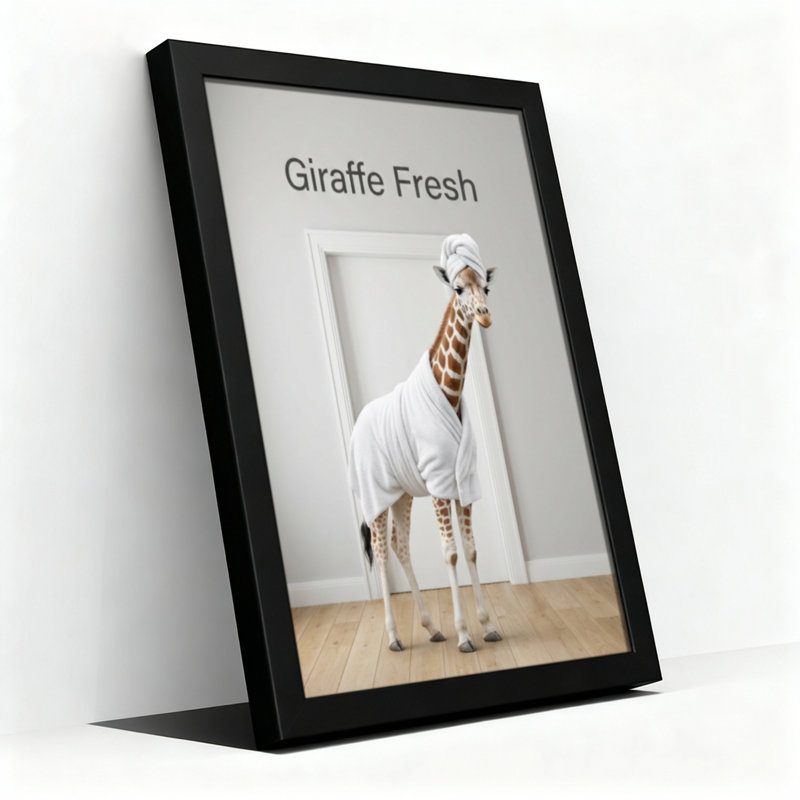Ensemble de 1 tableau sur toile tendue représentant une girafe, H 30 po x l 20 po