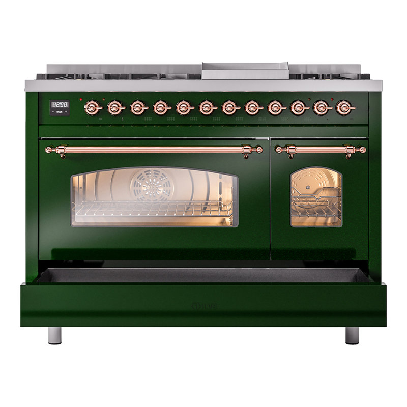 ILVE Nostalgie II 48 Dual Fuel Range , Emerald Green/Copper, Liquid Propane