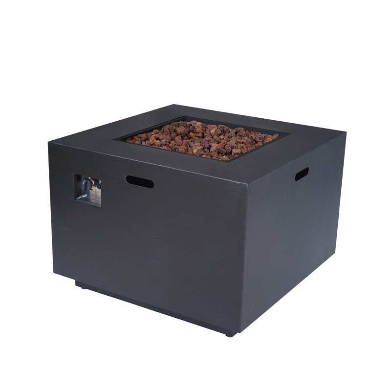 SQUARE IRON FIRE PIT-50 000 BTU, Dark Gray