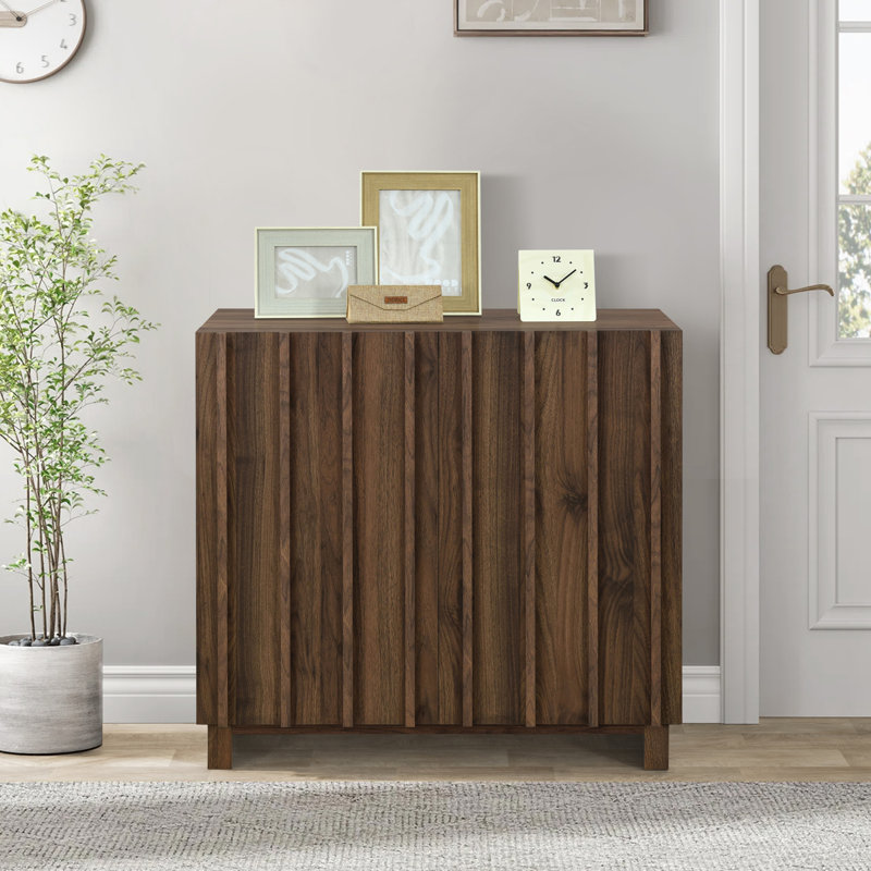 Araminta 32" W 2-Door Fluted Sideboard Cabinet , Walnut