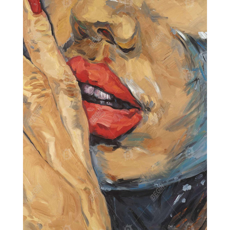 Shush Lips Gros plan - Toile de chambre à coucher figurative pour la décoration intérieure