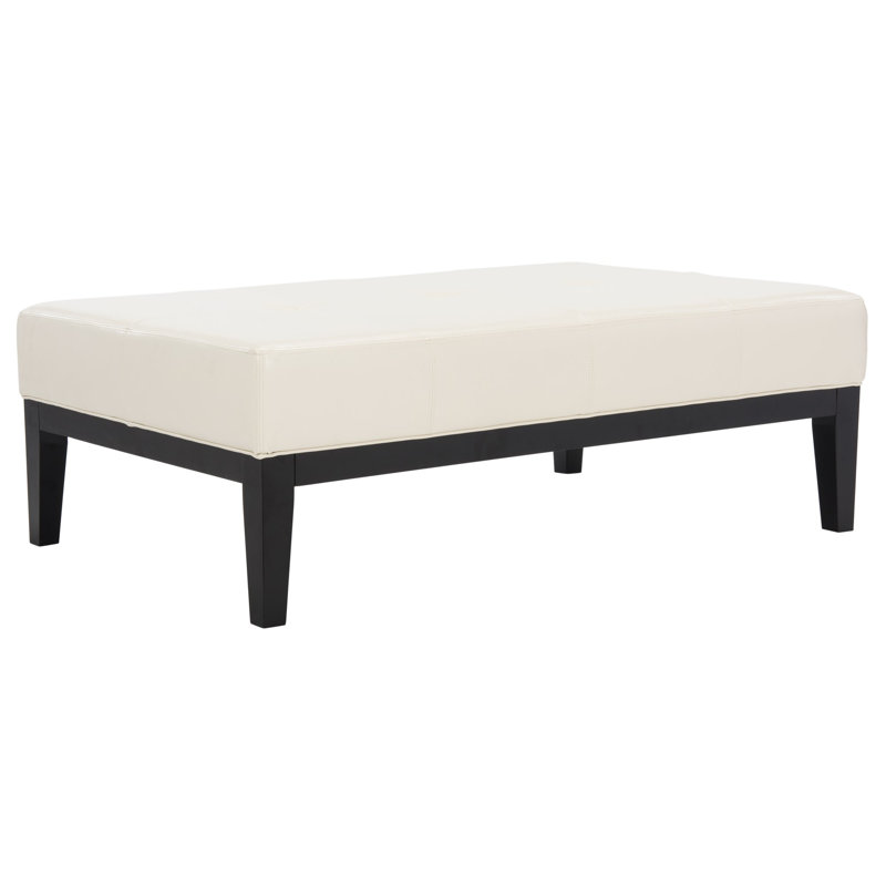 Kamyrah Faux Leather Ottoman, Flat Cream Faux Leather