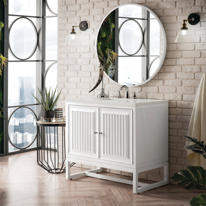 Athens 36'' W Single Vanity, Lime Delight, 8" Widespread, Glossy White
