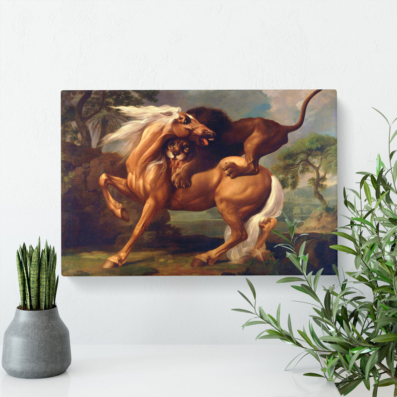 Lion Attacking A Horse by George Stubbs - Wrapped Canvas Print, 50cm H x 76cm W x 3cm D