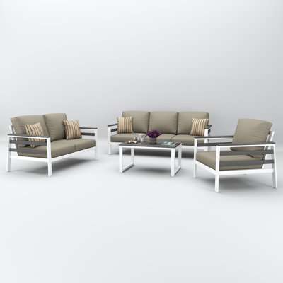 Townsend 4 Person Seating Group With Sunbrella Cushions by Birch Lane