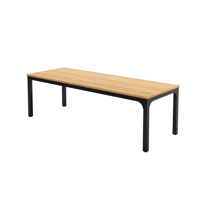 All-Weather Outdoor Table with Metal Frame, Light Walnut