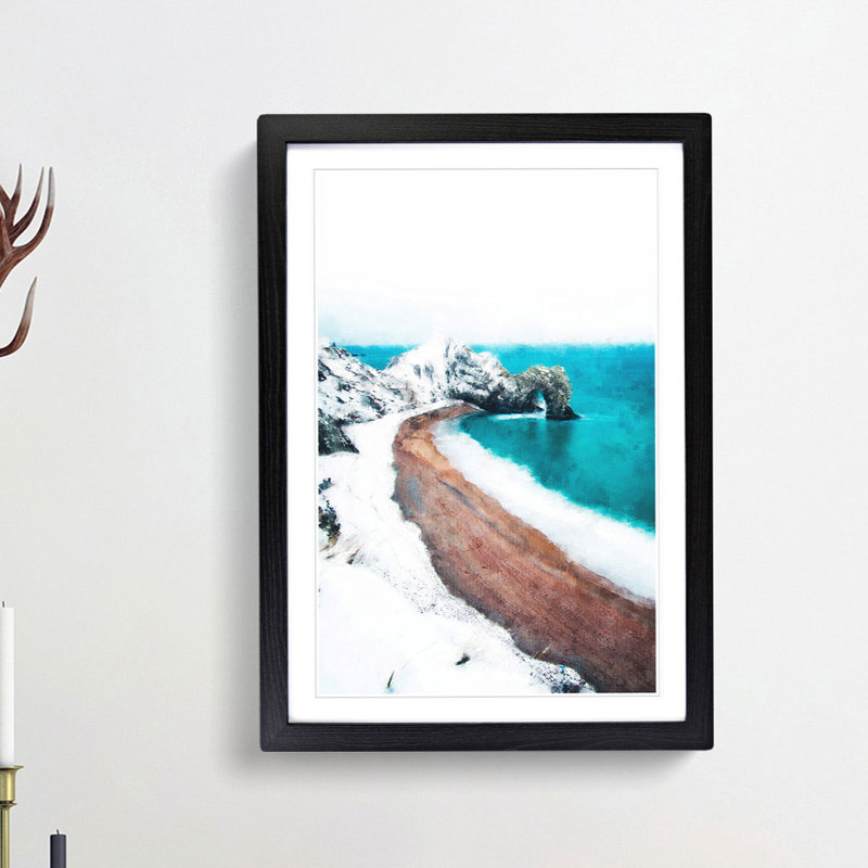 Durdle Door Cliffs In Wareham Abstract - Single Picture Frame Painting on MDF, Black Framed, 33cm H x 24cm W x 2cm D