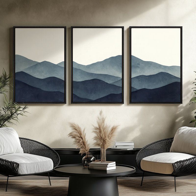 Framed Canvas wall Art, Vintage Abstract Wall pirnts for Bedroom, 24" H x 16" W, Black