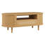 Table basse ovale moderne de 47,2 po avec porte coulissante en rotin, tiroir et rangement ouvert, pieds en bois massif-398150382