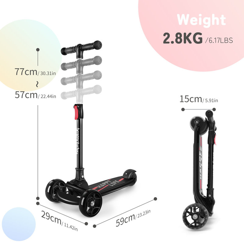 Trottinette pour enfants 3 à 10 ans à hauteur réglable Besrey Kick Scooter, Noir