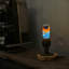 Lampe de table en résine peinte à la main avec base en bois massif et fer