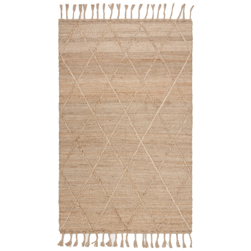 Tapis en jute tissé à la main en fibre naturelle Digio, Rectangle 5 pi x 8 pi