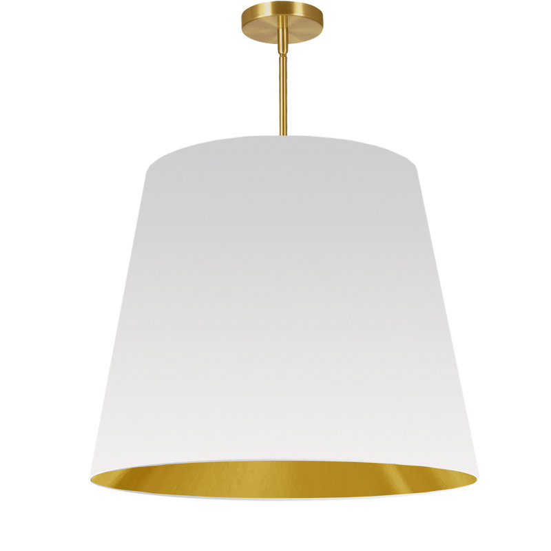 Luminaire suspendu cylindrique surdimensionné cylindrique 1 lumière, H 26 po x l 26 po x P 26 po, Blanc / Doré