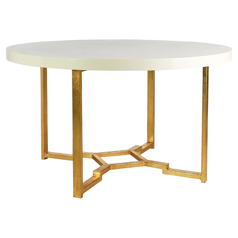 Kim 56'' Trestle Dining Table, Alabaster White Veneer