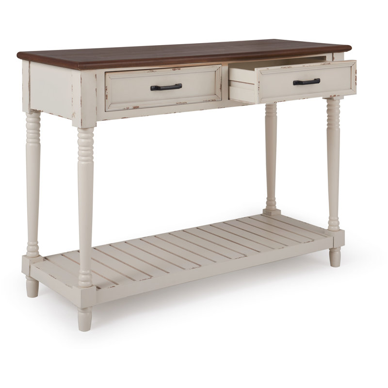 Farmhouse Antique White Wood Console Table with Storage