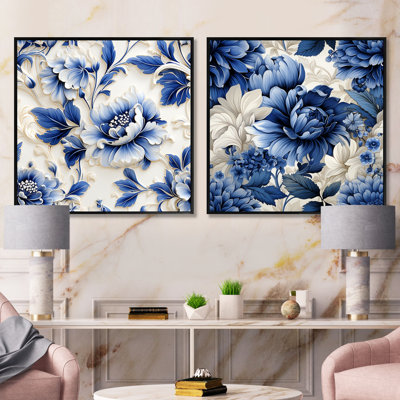 Acton - Ensemble de 2 collages carrés floraux