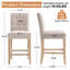 Tabouret de bar moderne à hauteur de comptoir avec dossier, tabouret de bar en bois massif recouvert de lin beige de 25,2 po de hauteur pour îlot de cuisine pour bar à domicile, entièrement assemblé-1267901881