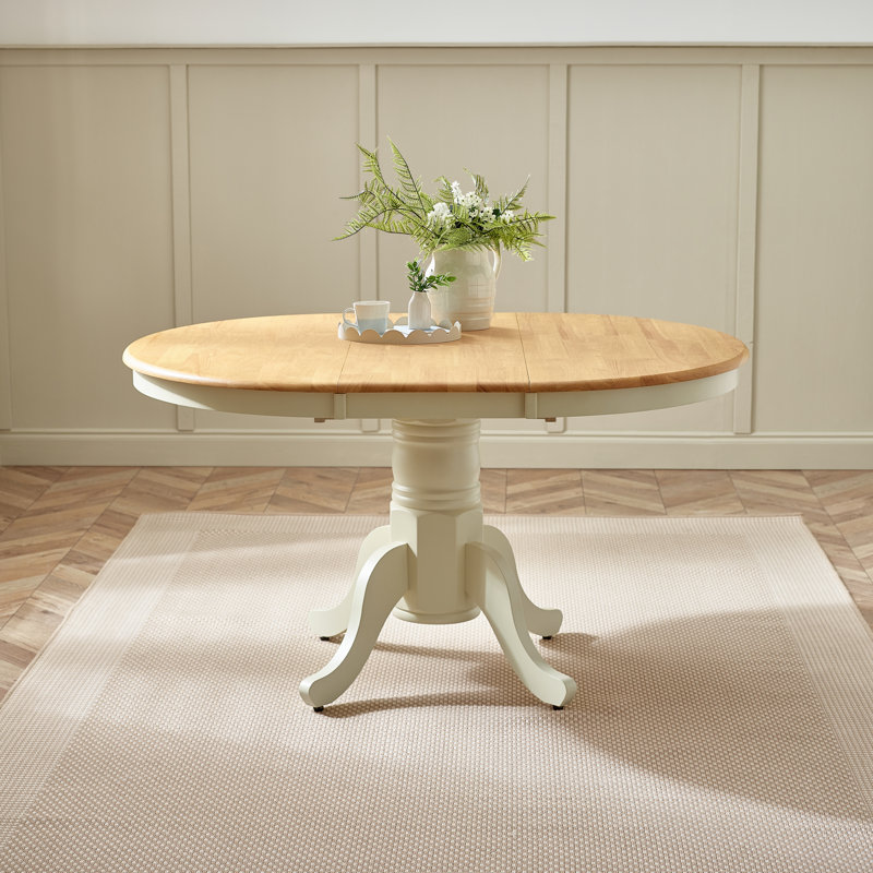 Prestow Round Extending Dining Table & Shannondale Chairs - Rustic Farmhouse Kitchen, Oak/Cream, 4