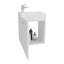 Meuble-lavabo large à une porte Saju, avec lavabo en résine et une tablette, rangement pour salle de bain, blanc-872870480