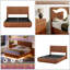 Élégante base de lit pour grand lit avec lumières DEL - Conception moderne en bois de noyer avec éclairage intelligent et aucun sommier nécessaire-333586853