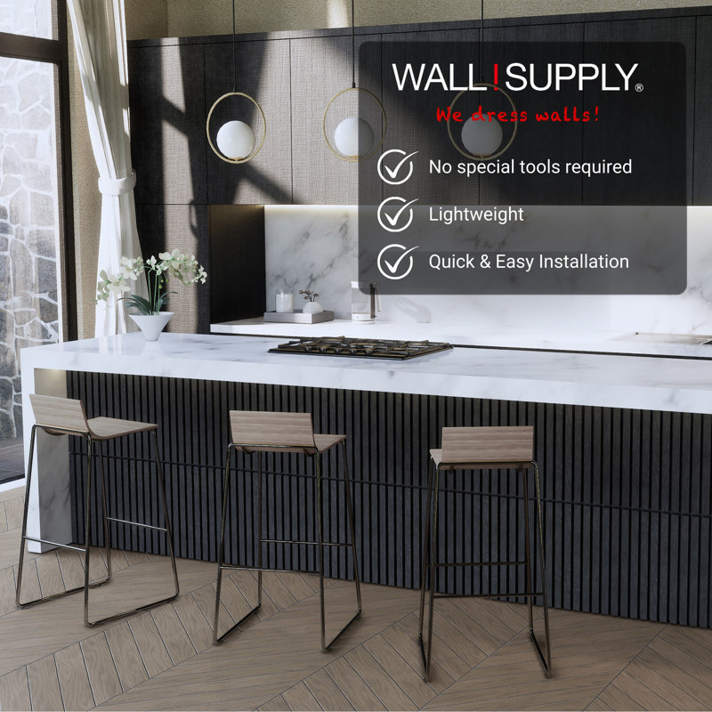 Panneau mural 3D 11,42 po x 22,83 po (paquet de 6), Noir mat