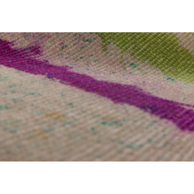 Tapis abstrait vert / rouge / jaune 9 x 10 Daliesque