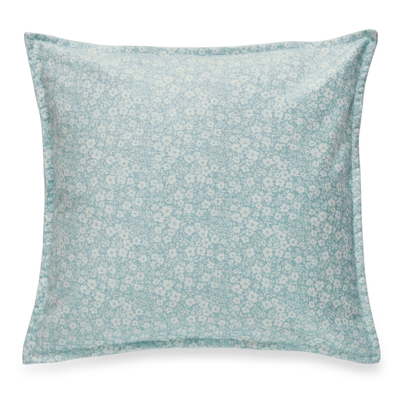 Coussin réversible à motif floral, Bleu mer, Pas de bourre