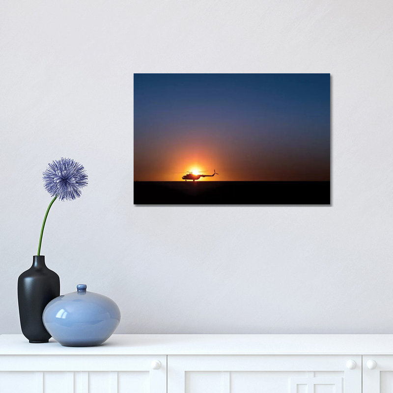 A Sikorsky S-61L Mk II Helicopter Taxis on the Runway During Sunrise 1 Piece Wrapped Canvas Wall Art, 30.48 cm H x 45.72 cm W