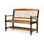 Banc Classic Imperial, design avec tablette, bois, finition avec accoudoirs noirs, siège d'une profondeur de 52,25 po, siège 17,75 po
