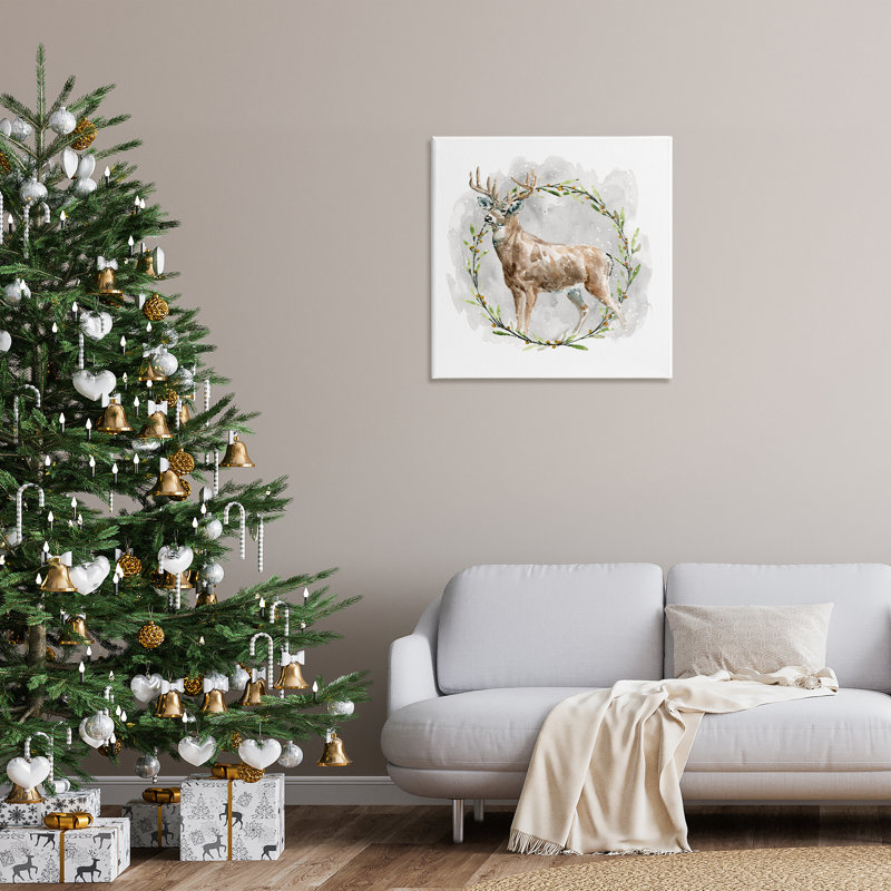 «Rustic Deer with Wreath» par Carol Robinson, H 30 po x l 30 po