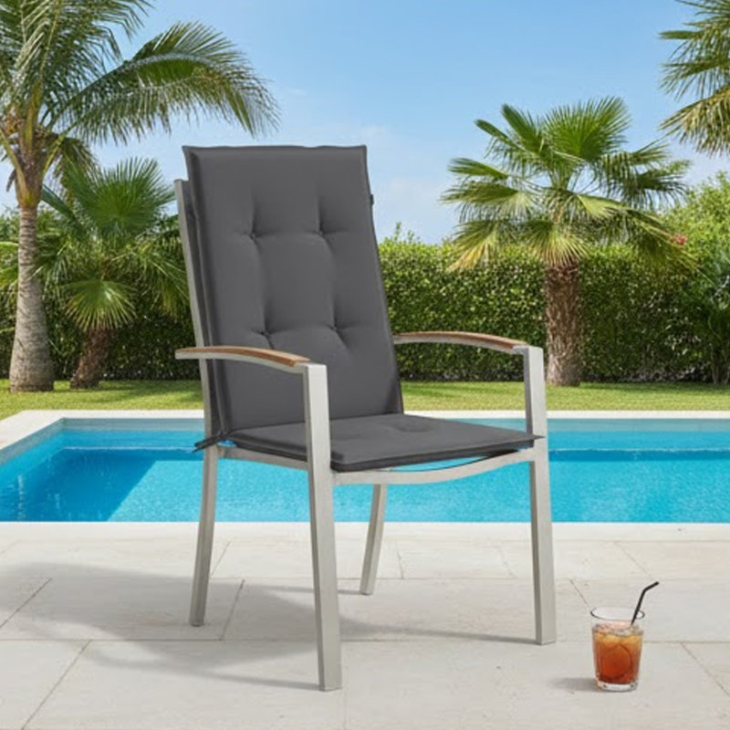 Outdoor Cushions For High Back Chair, Fabric, 2, Anthracite Gray, 47.2" W x 19.7" D