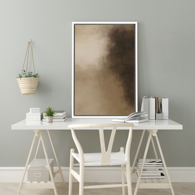 Doux beige et brun décoloration minimaliste, impression sur toile encadrée