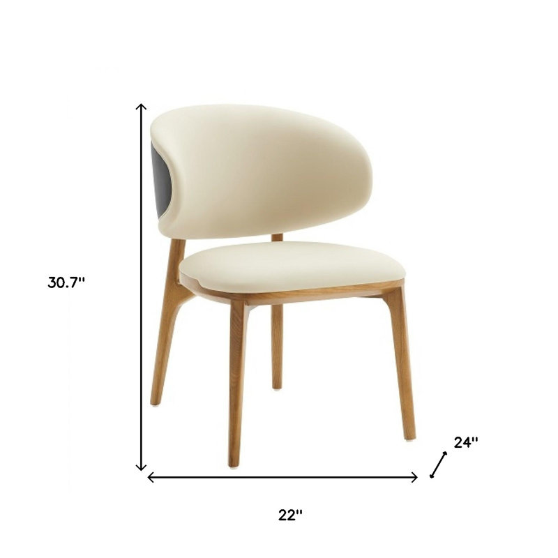 Chaise d'appoint de salle à manger rembourrée crème et brune