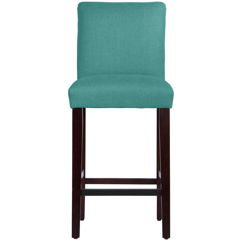Tabouret de bar et de comptoir Sylva, Tabouret de bar (siège d'une hauteur de 31 po), Espresso, Cabana bleu glacial brossé