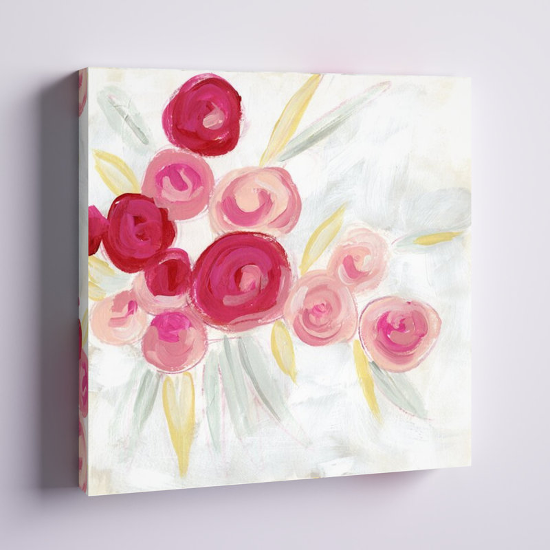 «Rosebud Impression II», peinture sur toile, H 12 po x l 12 po