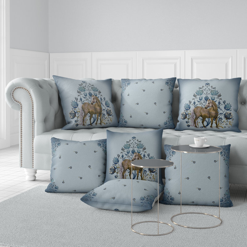 Springtime Horse Reversible Throw Pillow, 16" x 16"