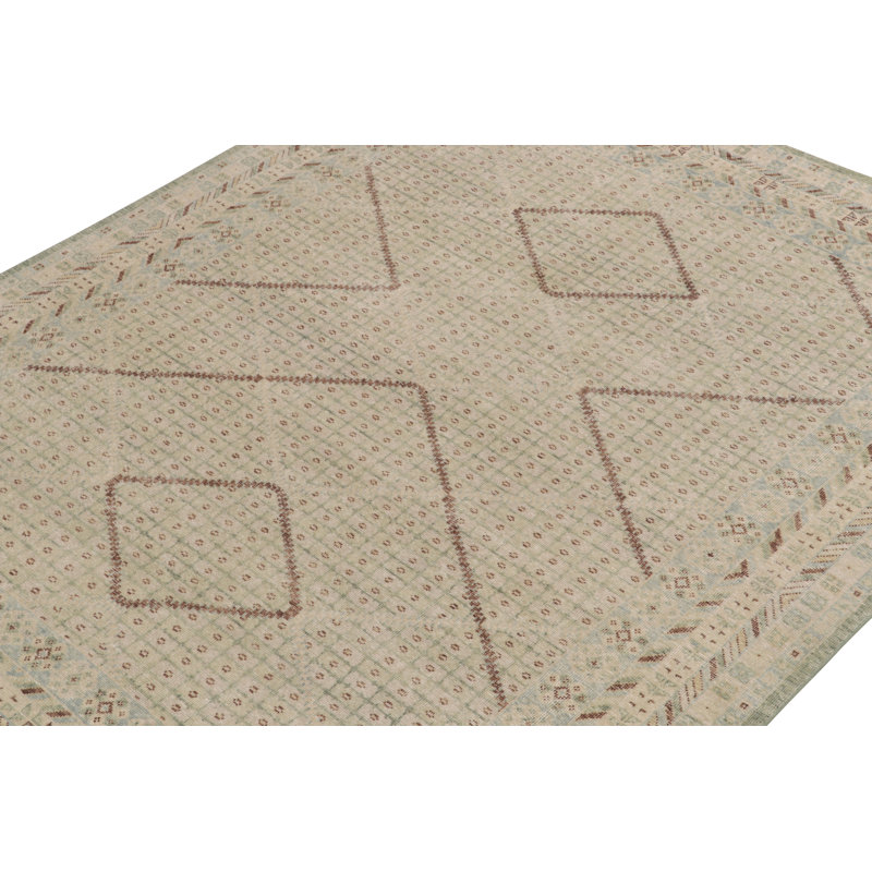 Distressed Homage Hand Knotted Wool Geometric Area Rug, Rectangle 15' x 24'