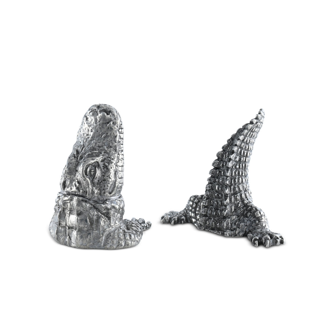 Tropical Tales Pewter Alligator Salt and Pepper Shaker Set Vagabond House