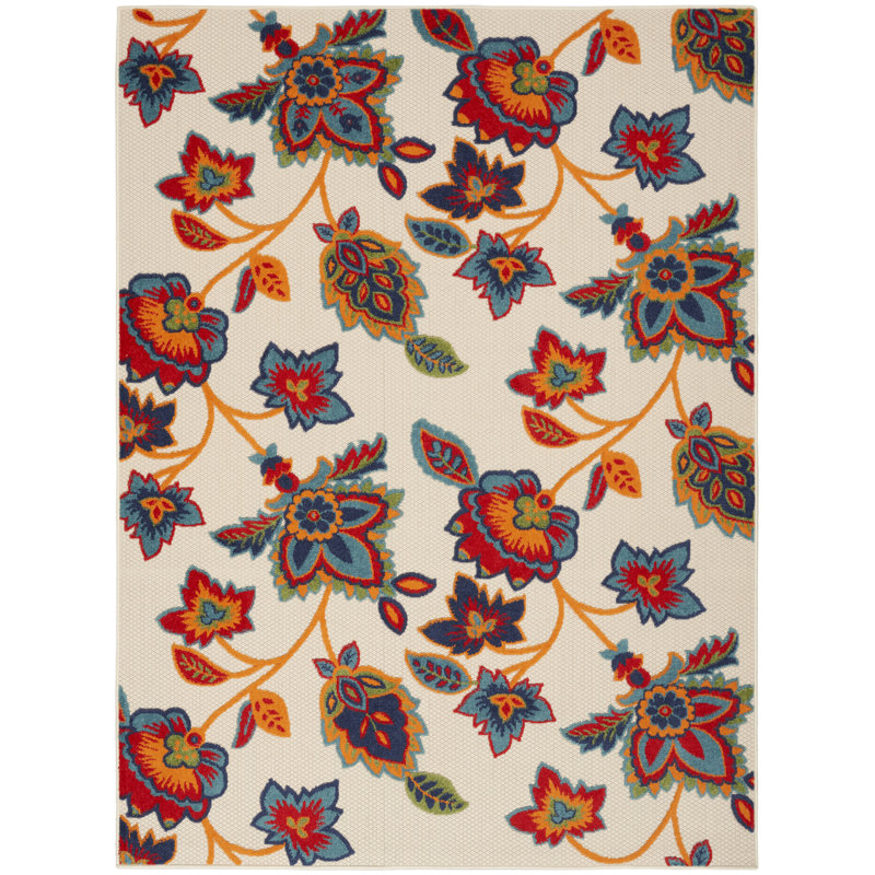 Anastasios Floral Multicolor Indoor/Outdoor Area Rug, Rectangle 7' x 10'